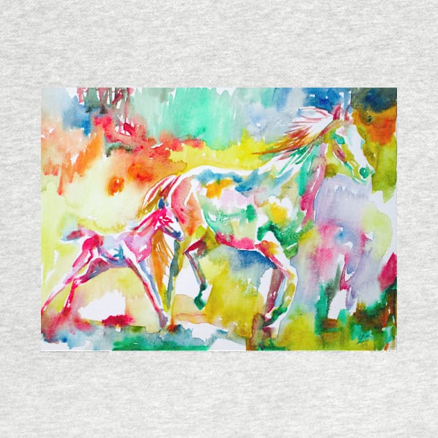 HORSE AND FOAL - watercolor painting by lautir